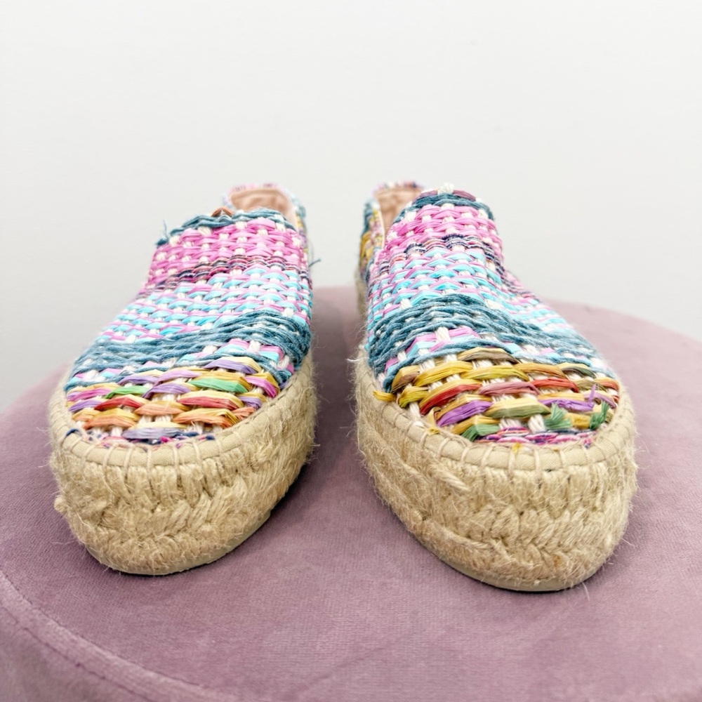 Manebi Woven Acapulco Raffia Jute Platform Multicolor Espadrilles Size 37 - Picture 3 of 9